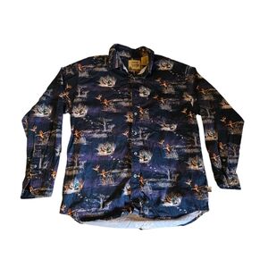 Outdoor Life Navy Shirt with Orange and Green Accents